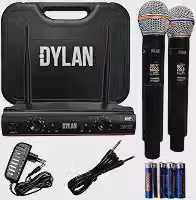 Microfone De Mão Duplo Sem Fio Dylan 26 Canais DW-602 Max