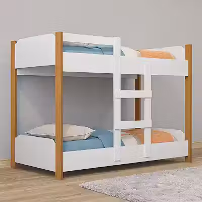Beliche Infantil 100% MDF com Minicama na Parte Inferior Possui Escada de Acesso Grade de Proteção Reforçada e Design Compacto para Otimizar Espaços com Conforto (Branco/Nature)