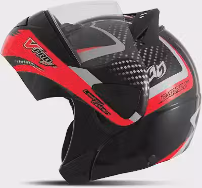 CAPACETE ESCAMOTEÁVEL PRO TORK V-PRO JET 2 CARBON PRETO - VERMELHO TAM. 60
