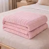 Cobertor Manta Casal Microfibra Antialérgico Canelada 1,80m x 2,00m Macia e Aconchegante 100% Poliéster Premium (Rosa Claro)
