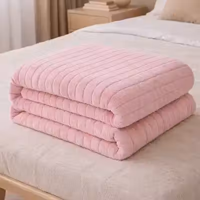 Cobertor Manta Casal Microfibra Antialérgico Canelada 1,80m x 2,00m Macia e Aconchegante 100% Poliéster Premium (Rosa Claro)