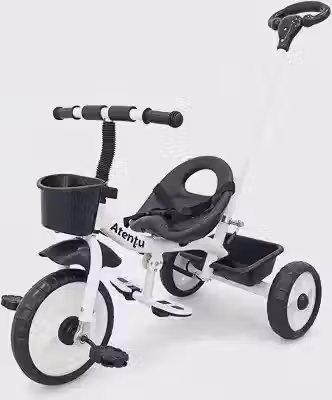 Triciclo Infantil com Pedal e Empurrador 3 Rodas Brinquedo Passeio Criança Atentu (Branco)