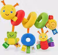 Móbile Espiral Centopeia Para Bebê Com Chocalho Sensorial, Brinquedo De Pelúcia Para Carrinho, Berço E Bebê Conforto, Colorido Para Estímulo E Desenvolvimento - Linha Premium