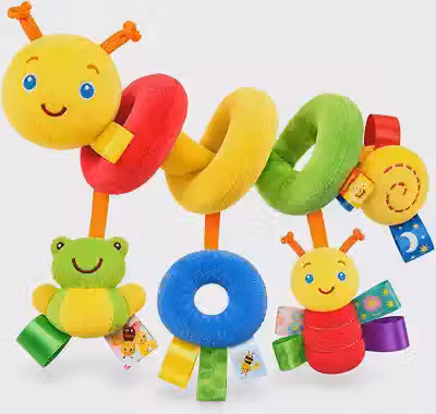 Móbile Espiral Centopeia Para Bebê Com Chocalho Sensorial, Brinquedo De Pelúcia Para Carrinho, Berço E Bebê Conforto, Colorido Para Estímulo E Desenvolvimento - Linha Premium
