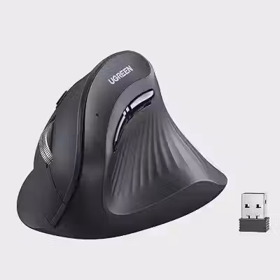 UGREEN Mouse Ergonômico Vertical Sem Fio 5 Botões Clique Silencioso