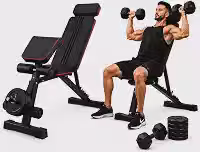 Banco de Musculação Regulável 7 em 1 Dobrável para Supino Inclinado Declinado e Reto com Suporte para Halteres Treino Fitness