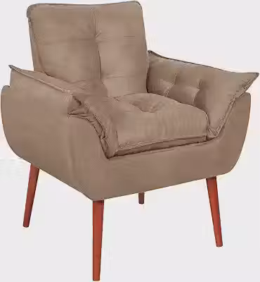 Poltrona Opala Decorativa para Sala de Estar e Quarto - Cadeira de Leitura Conforto com Pés Palito e Design Retrô (Capuccino)