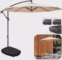 Ombrelone 3 metros para piscina Lateral Suspenso Kauai Bege Com Base Plástica 55L - AMZ