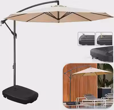 Ombrelone 3 metros para piscina Lateral Suspenso Kauai Bege Com Base Plástica 55L - AMZ
