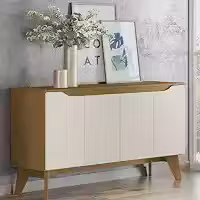 Buffet 4 Portas Quartzo Móveis Henn Nature/off White