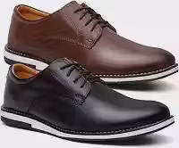 Kit 2 Pares de Sapato Social Masculino Oxford Ingles Elegante de Couro Premium Confortável Estiloso