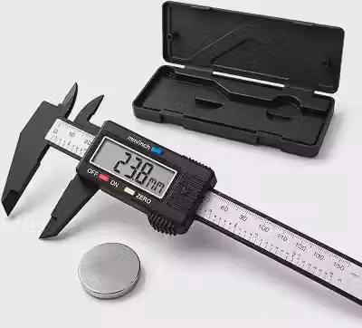 Paquimetro Digital Profissional Com Estojo E 2 Baterias Inclusas 150mm LCD Alta Precisao Medidor Eletronico Aco Inox Medidas Milimetros mm e Polegadas