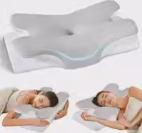 Travesseiro Cervical para Alívio da Dor - Travesseiro Ergonômico para Dormir de Lado, Travesseiro de Espuma de Memória em Contorno para Suporte do Pescoço, Travesseiro Ortopédico de Resfriamento para