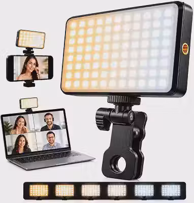 Luz LED RGB de Preenchimento com Clipe Ajustável para Celular e Notebook, Recarregável – Iluminação para Selfie, Vídeos, Lives, Streaming, Reuniões, Fotografia e Gravação – Ring Light Portátil
