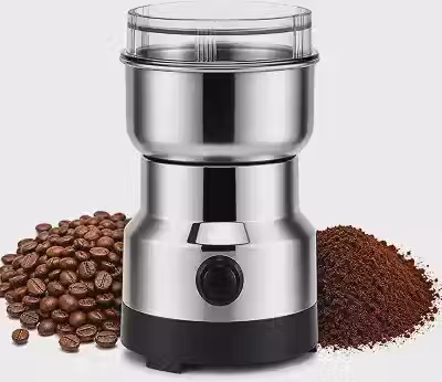 Moedor de Café Elétrico110V Inox para Grãos, Café, Temperos e Especiarias, Lâminas em Aço Inoxidável, Trituração Rápida, Compacto, Potente, Fácil Limpeza, Uso Doméstico Top