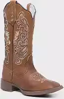 Bota Texana Country Cano Alto Couro Legítimo Premium Bico Quadrado Beauty