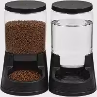 Kit Comedouro 3kg Bebedouro 3L Automático Cães Gatos | Dispenser Ração Água Anti-Formiga Alvorada Pet (Preto)