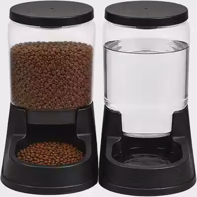 Kit Comedouro 3kg Bebedouro 3L Automático Cães Gatos | Dispenser Ração Água Anti-Formiga Alvorada Pet (Preto)
