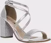 Sandália Feminina Salto Bloco Grosso Moda Casual Básico Brilho Confortável