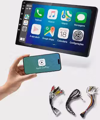 Central Multimidia 9 Polegadas Espelhamento Carplay Android Auto Sem Fio Touch Rádio FM Carro Universal