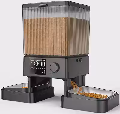 oneisall Alimentador automático para gatos para 2 gatos, dispensador de ração seca para gatos com temporizador de 5L para pequenos animais de estimação em ambientes internos