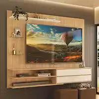 Multimóveis Painel para TV até 65 Polegadas 1 Porta e 5 Prateleiras MP1064 Rustic/Branco