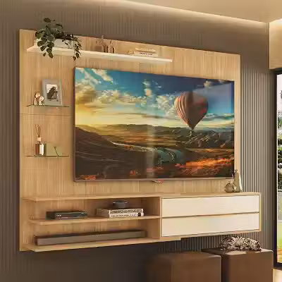 Multimóveis Painel para TV até 65 Polegadas 1 Porta e 5 Prateleiras MP1064 Rustic/Branco