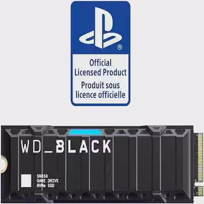 WD_BLACK SSD SN850 NVMe de 1 TB para consoles PS5 Solid State Drive com dissipador de calor - Gen4 PCIe, M.2 2280, até 7.000 MB/s - WDBBKW0010BBK-WRSN