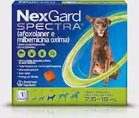 NexGard Spectra Antipulgas e Vermífugo para Cães de 7,6 a 15 kg - 1 Tablete Mastigável