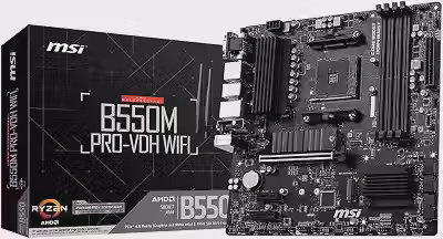 Placa-Mãe MSI B550M PRO-VDH WIFI AM4 mATX – Suporte Ryzen, DDR4, Wi-Fi Integrado, M.2 NVMe, HDMI/DP/VGA, USB 3.2, Ideal para PC Gamer e Profissional