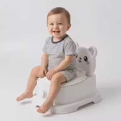 Penico Troninho Infantil Educativo Bebê Privadinha Ursinho com Recipiente Removível, Base Antiderrapante e Escova de Limpeza