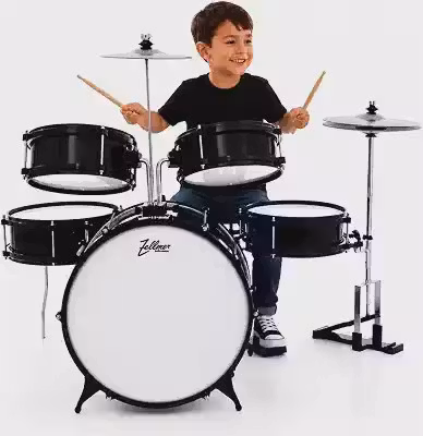Bateria acústica Infantil Zellmer Preto Bumbo 14' c/Pratos