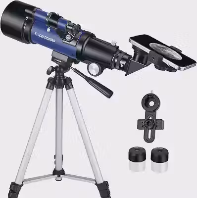 Telescópio para crianças iniciantes, 70 mm abertura 400 mm telescópio refratário astronômico para adultos estudantes - telescópios de viagem com tripé, adaptador de telefone (azul oceano)