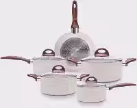 Brinox - Jogo de Panelas Antiaderente Ceramic Life 5 Peças com Fundo de Indução - Vanilla