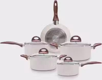 Brinox - Jogo de Panelas Antiaderente Ceramic Life 5 Peças com Fundo de Indução - Vanilla