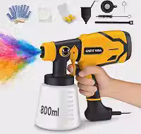 Pistola de Pintura HVLP Portátil 550W 220V, Reservatório 800ml, Cabo 2m com 3 Bicos Latão 1.0/1.8/2.5mm Pulverizador Elétrico de Tinta 3 Modos de Jato para Móveis Paredes Automotivo DIY Decoração Casa
