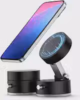 GOKOCO Suporte para Celular Magnético Dobrável com Ventosa a Vácuo, Compatível com MagSafe, Suporte de Mesa e Carro, Ímãs N52, Portátil para iPhone e Android,MA3268 Preto