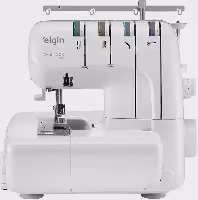 Máquina de Costura Overlock 2000 Elgin Doméstica Portátil Versátil Branco - 220V, Ferro