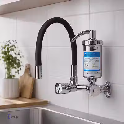 Torneira Gourmet com Filtro de Parede Preta ABS Flexível Emborrachada