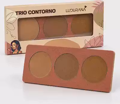 Trio de Contorno 3 Tons em Pó Matte para Contorno Facial, Paleta Compacta em MDF, 7,5g