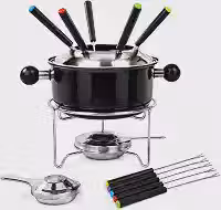Conjunto Kit Fondue Aço Inox 10 Peças Chocolate Queijo Carne Jantar Romântico