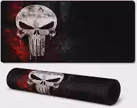 Mousepad Grande 70x35 cm Profissional Speed Antiderrapante Base Emborrachada Confortável Macio Borda Costurada Premium (Caveira Crânio)