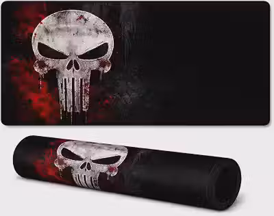 Mousepad Grande 70x35 cm Profissional Speed Antiderrapante Base Emborrachada Confortável Macio Borda Costurada Premium (Caveira Crânio)