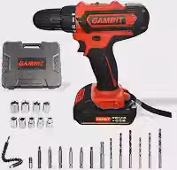 Furadeira e Parafusadeira Gambit Sem Fio 12V, 35 Nm de Torque, Profissional, Maleta, Bivolt, Reversível