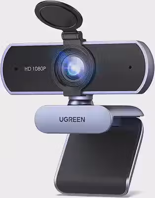 UGREEN Webcam Full HD 1080P com Microfone, Campo de Visão de 85°, Redução de Ruído, USB Plug and Play, Correção Automática de Luz, Adequada para Streaming/Conferência, Zoom/Skype/YouTube