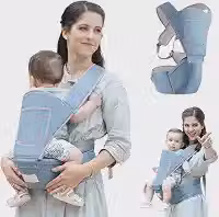 Canguru Ergonomico Bebe 2 em 1 Com Apoio de Cintura Hipseat Carregador Bebe Ajustavel Respiravel 0 a 24 Meses Mochila Canguru Maternidade (Azul Claro)