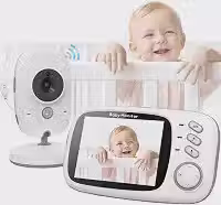 Babá Eletrônica, Câmera para Bebês com Tela de 3.2', Visão Noturna 10M Infravermelha, Áudio Bidirecional, Detecção de Som VOX, Monitoramento Temperatura, Canção de Ninar