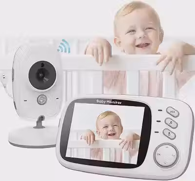 Babá Eletrônica, Câmera para Bebês com Tela de 3.2', Visão Noturna 10M Infravermelha, Áudio Bidirecional, Detecção de Som VOX, Monitoramento Temperatura, Canção de Ninar