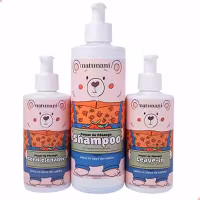 Kit Infantil Pomar de Pêssego Shampoo 400ml + Condicionador 200ml + Leave-in 200ml Natunani