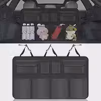 Organizador de Porta Malas Carro, 86 * 47cm, Acessório de Carro para Pendurar No Banco Traseiro, Grande Capacidade, 8 Bolsas de Armazenamento, Preto, Organizador de Porta-malas